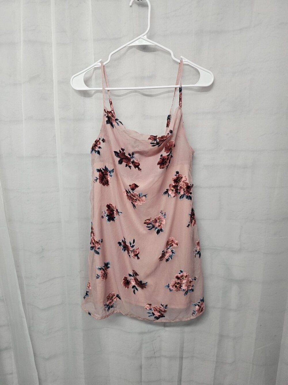 American Eagle Dress Tunic Tank Pink Floral Flocked Whimsigoth Festival XS - Picture 9 of 15